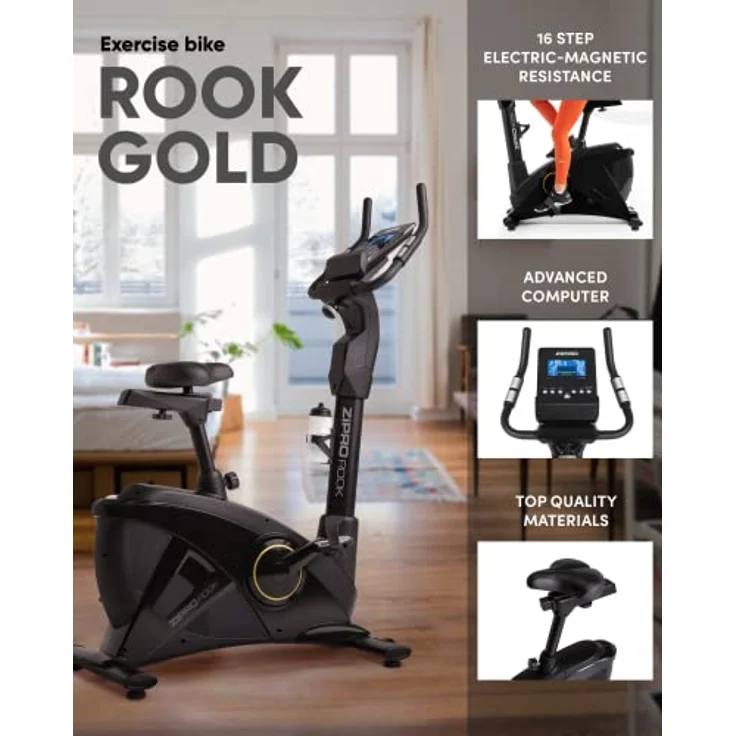 Zipro Heimtrainer Fahrrad Rook Gold, Ergometer Fitnessbikes, Magnetisches Fahrradtrainer, Ergometer Fahrrad bis 150kg, Indoor Bike, Trainingsfahrrad für zuhause, Fahrradergometer Kabelgebunden – Bild 3