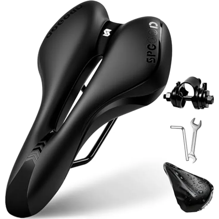 SPGOOD Fahrradsattel, Bequemer Gel Fahrradsattel mit ergonomischem Design, Wasserdicht und inkl. Schraubenschlüssel, 27x16cm, geeignet für MTB, Rennrad, E-Bike