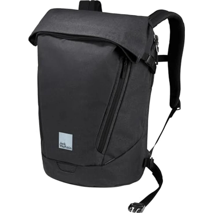 Jack Wolfskin Mainkai Rolltop, Robuster Pendler-Rucksack in extrem wasserdichtem Material, schwarz – Bild 1
