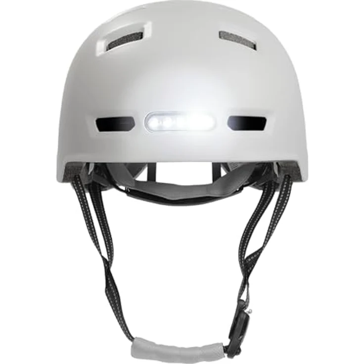 Crazy Safety Velohelm Matt White, Fahrrad- und Skaterhelm für Kopfgrößen 57-61 cm mit reflektierenden Riemen und leichtem Design – Bild 2