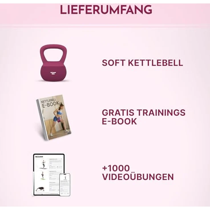 NEOLYMP Soft Kettlebell, bodenschonende und leise Kugelhantel mit ergonomischem Softgriff, 2–12 kg verstellbar, ideal fürs Homegym – Bild 2