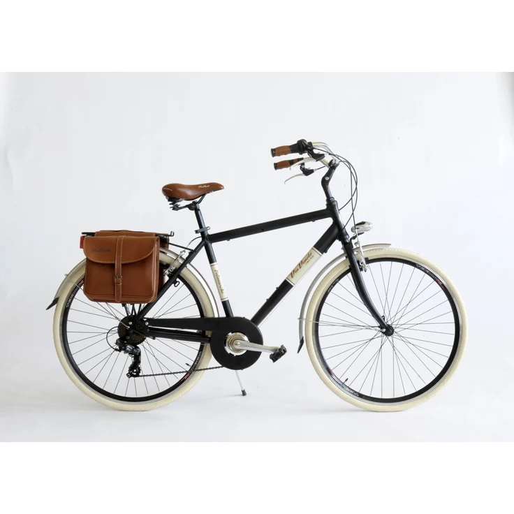 Via Veneto Cityfahrrad 28 Zoll 605 Aluminium Man Schwarz, Retro Design mit Vollausstattung