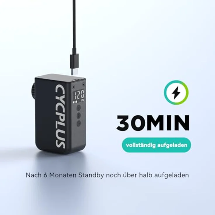 Cycplus AS2 PRO Mini Electric Pump, kompakte elektrische Fahrradpumpe mit 120 PSI, USB-C Schnellladung, für Presta und Schrader Ventile – Bild 8