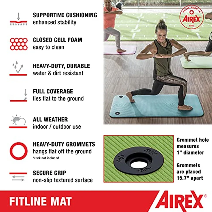Airex Gymnastikmatte Fitline 180, rutschfeste Trainingsmatte mit Sanitized Hygieneschutz, anthrazit – Bild 2