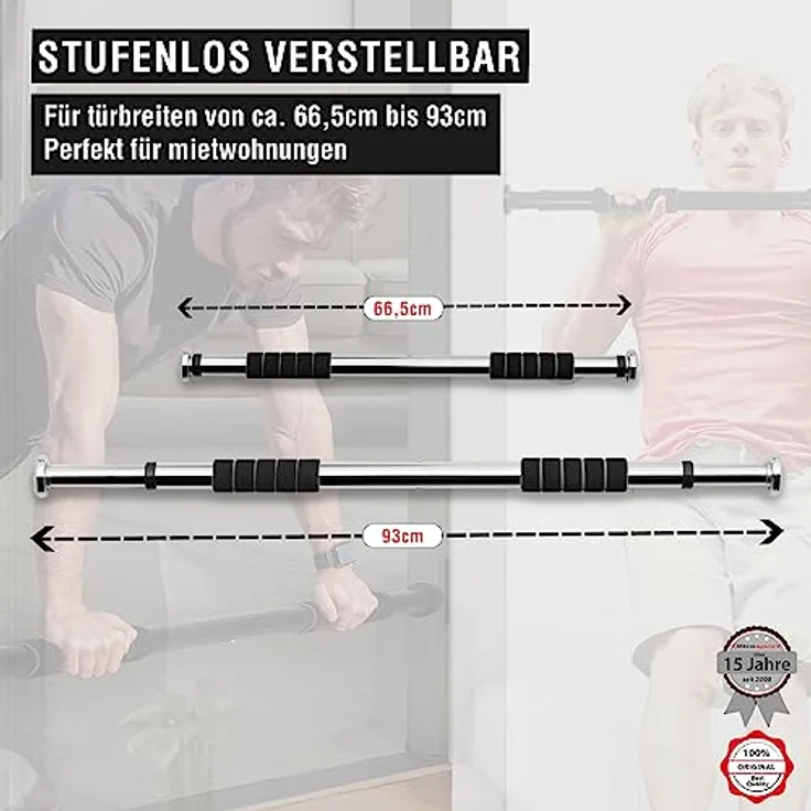 Ultrasport 2-Wege-Klimmzugstange, individuell einstellbar für Länge 66,5-93 cm, Klimmzugstange aus stabilem Stahl, belastbar bis 100 kg, Türreck für effektives Training der Oberkörpermuskulatur – Bild 5