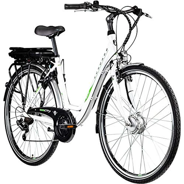 ZÜNDAPP E Bike 700c Damenrad Pedelec Z503 28 Zoll Elektrofahrrad in Weiß/Grün, 250W Motor, bis zu 135 km Reichweite – Bild 1