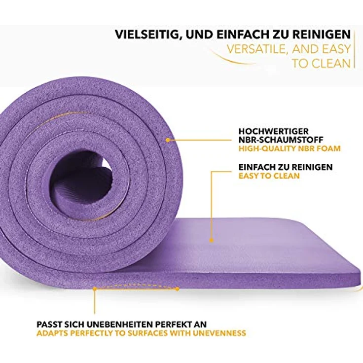 TRESKO Yogamatte Phthalatfrei - Rutschfeste Gymnastikmatte mit Tragegurt, 190 x 100 x 1,5 cm, Violett – Bild 5