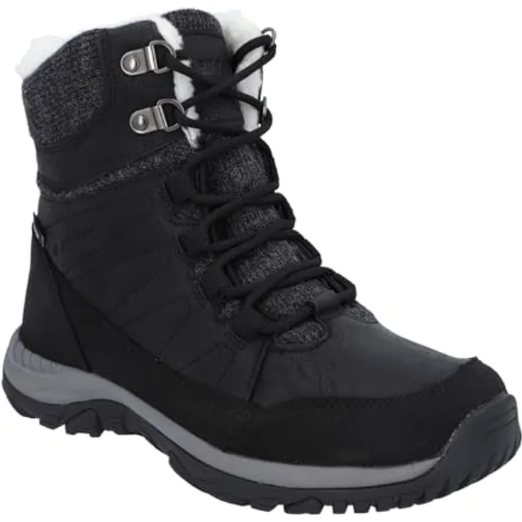 Hi-Tec Riva Mid Woman WP, Wanderschuhe mit wasserabweisender Membran und wärmendem Innenfutter, schwarz, Gr. 40
