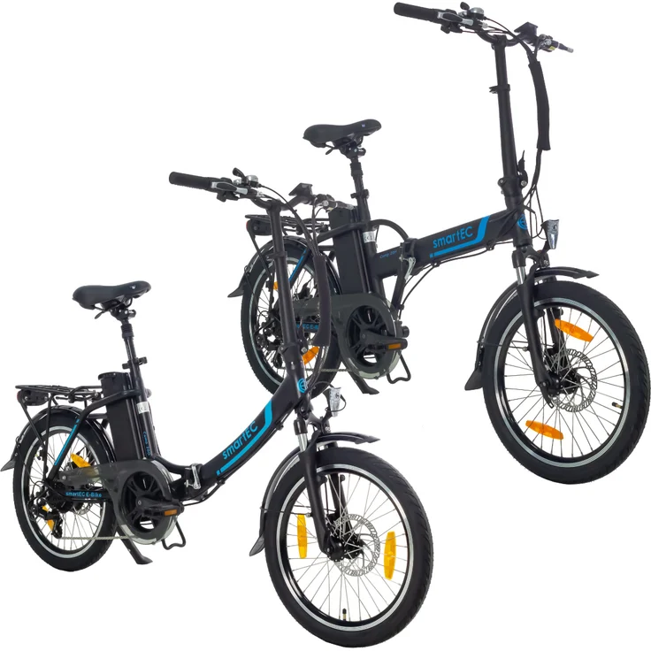 smartEC 2er Pack Camp-20D & Camp-20H Falt Pedelec/E-Bike 20 Zoll Schwarz - Elektrofahrräder mit 250-Watt-Hinterradmotor und 562Wh-Akku