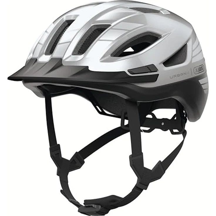 ABUS Urban-I 4.0 ACE, Fahrradhelm mit aufladbarem Rücklicht, 4 Leuchtmodi, Zopf-Öffnung, magnetischem Verschluss, Größe S, silber – Bild 4