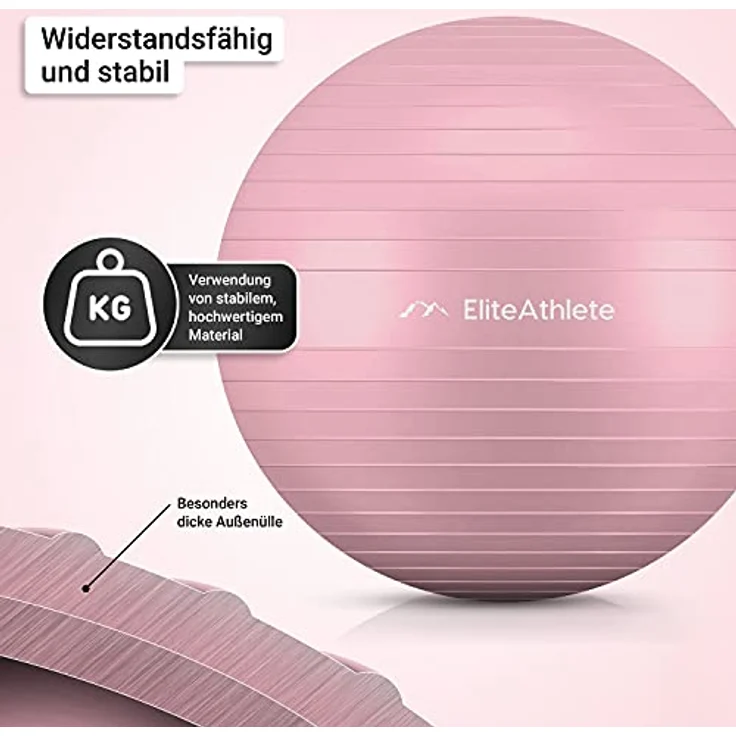 EliteAthlete Gymnastikball Sitzball Büro ergonomisch mit Anti Burst System - Fitness Pilates Schwangerschaft - Schwangerschaftsball Fitnessball Yogaball - Yoga Ball 55cm inkl. Luftpumpe – Bild 5