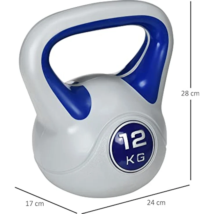 SPORTNOW Kettlebell 12 KG, Bodenschonende Kugelhantel, Schwunghantel Gewichtkugel für freies Gewichtstraining, Krafttraining, Gewichtheben, Ausdauer, Fitness, Blau – Bild 3