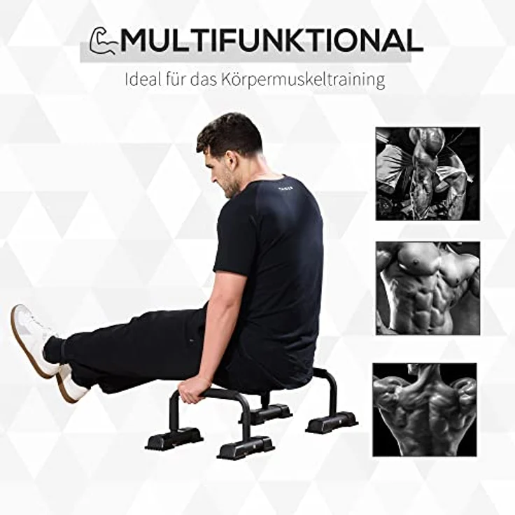 HOMCOM Liegestützgriffe 2er Set rutschfest Push Up Griffe Push up Bars Parallettes Liegestützen für Muskeltraining und Krafttraining Stahl – Bild 4