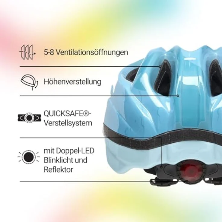 KED Meggy II Trend Kinder Fahrradhelm, Insektenschutznetz, integriertes LED-Rücklicht, maxSHELL Technologie, Whale, Größe 49-53 (SM) – Bild 3