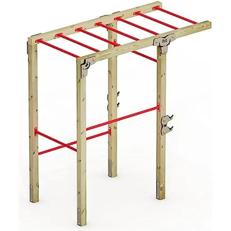 Wickey Fitnessgerät - Fit Base 425 - Outdoor Fitnessstudio, Gym für Zuhause, Klettern und Sport für Jugendliche und Erwachsene im Garten mit Klimmzugstange, wetterfestes Massivholz, 5-jährige Garantie – Bild 2