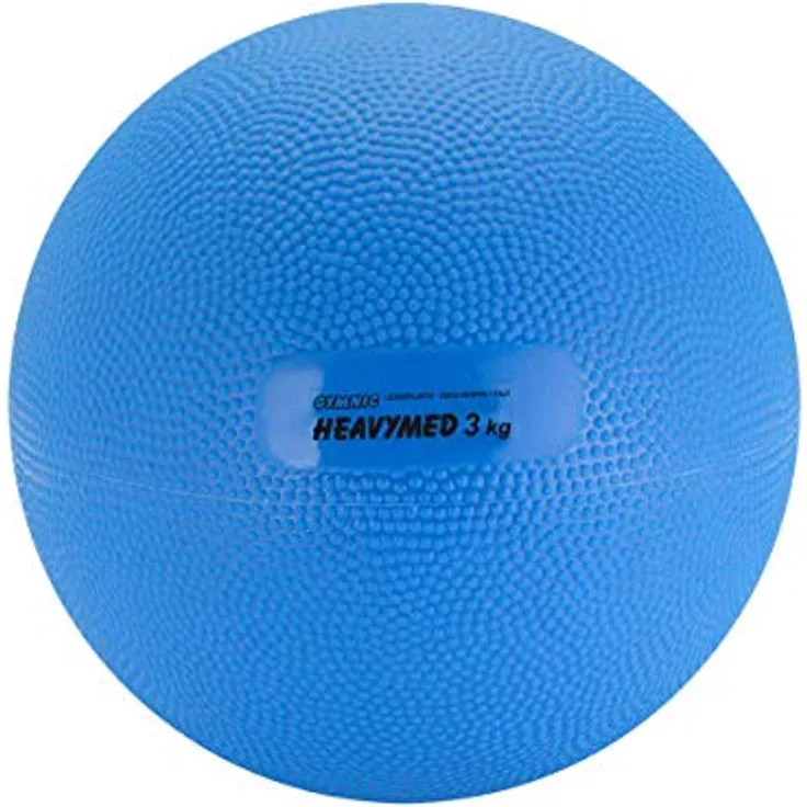 GYMNIC Heavy Med Compact Medizinball Ø 17 cm/3 kg, blau, rutschfeste Oberfläche, Wasserbefüllung, ideal für Kraft- und Koordinationsübungen