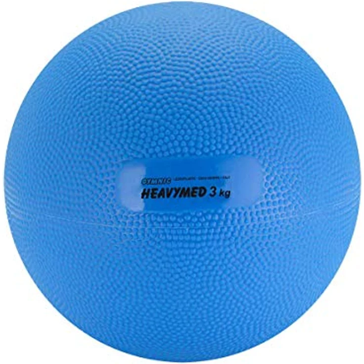 GYMNIC Heavy Med Compact Medizinball Ø 17 cm/3 kg, blau, rutschfeste Oberfläche, Wasserbefüllung, ideal für Kraft- und Koordinationsübungen – Bild 1