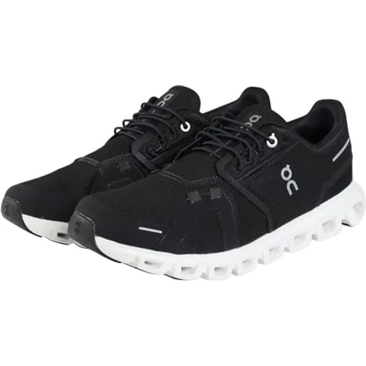 ON Cloud 6, Laufschuhe mit atmungsaktiver Technologie und gepolsterter Dämpfung, schwarz/weiß, Größe 43