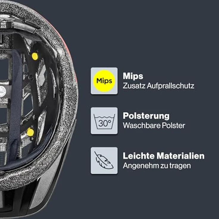 Uvex Sports i-vo cc Mips, Velohelm für 56-60 cm, schwarz-rot, mit integrierter Sonnenblende und 24 Belüftungsöffnungen – Bild 3