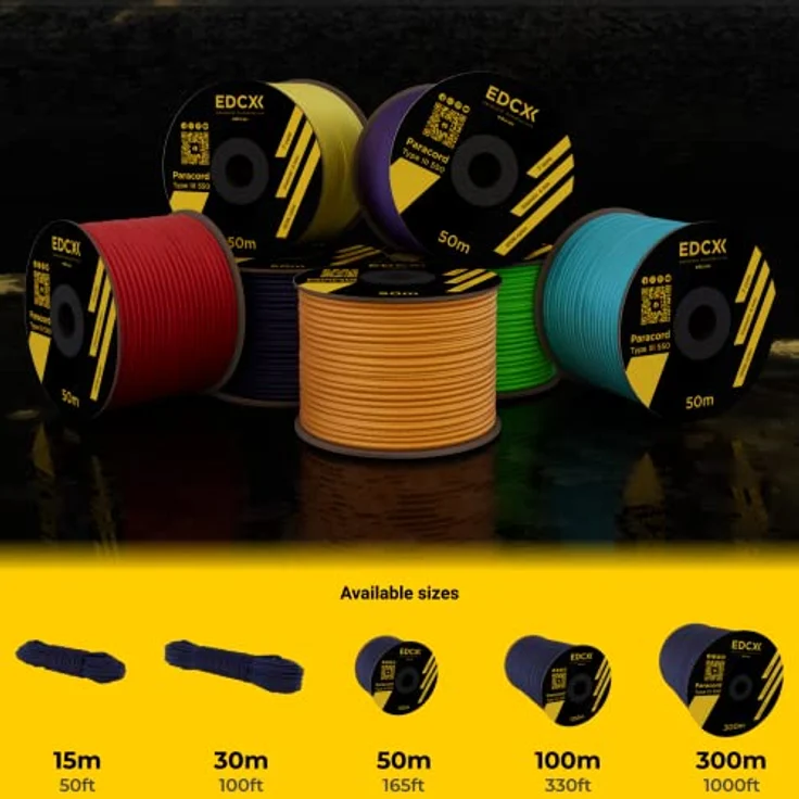 EdcX Paracord 4 mm, 550 Typ III, 100% Nylonseil, Navy Blue, 300 m, ideal für Basteln, Camping und Outdoor Aktivitäten – Bild 5