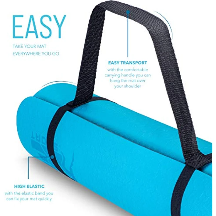 RE:SPORT Yogamatte Phthalatfrei - Gymnastikmatte rutschfest, Fitnessmatte schadstofffrei, Trainingsmatte mit Tragegurt 183 x 61 x 0,6 cm – Bild 3