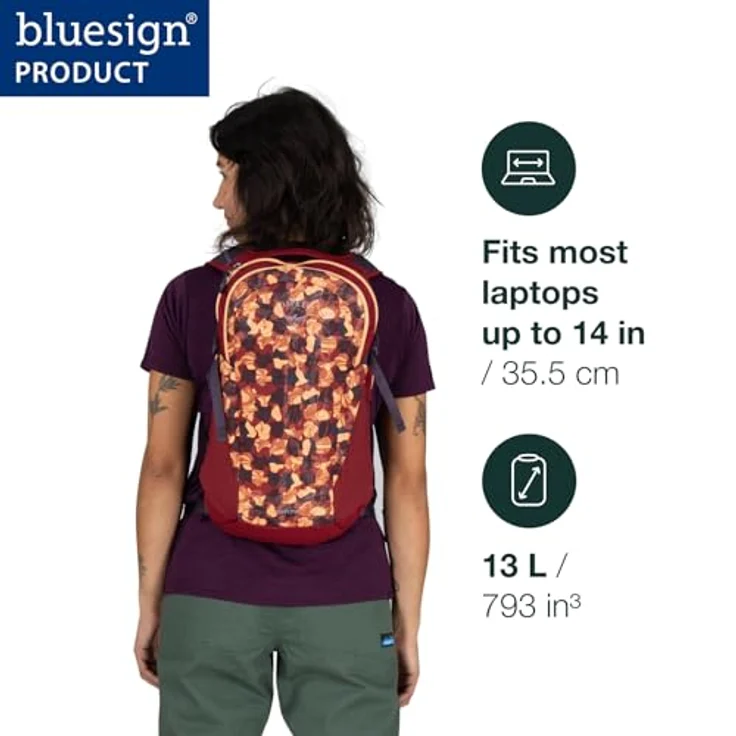 Osprey Daylite, leichter und langlebiger Tagesrucksack mit Koffer-Durchstecklasche, kompatibel mit Reisetaschen, Torrente Blue – Bild 2