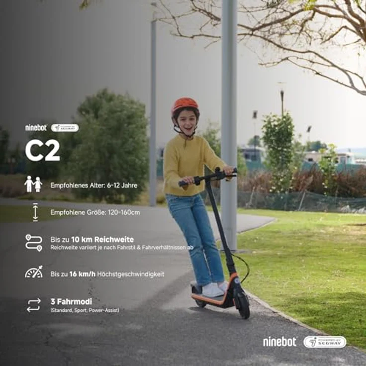Ninebot by Segway E-Scooter KickScooter C2 E, 16 km/h, Kinder Elektro Roller, blau – Bild 2
