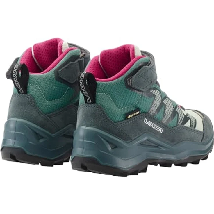 Lowa Maddox Pro GTX Mid VC Jr, wasserdichte Kinder Wanderschuhe mit griffiger Laufsohle, Petrol/Pink, EU 32 – Bild 4