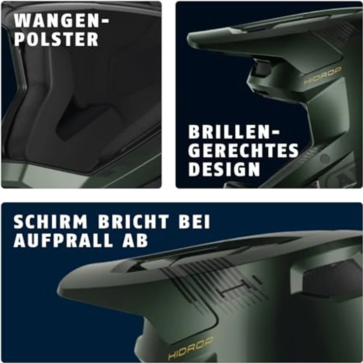 Abus HiDrop, Velohelm für MTB, 61 - 62 cm, schlagfest mit Break-Away-Visor und optimaler Belüftung – Bild 5