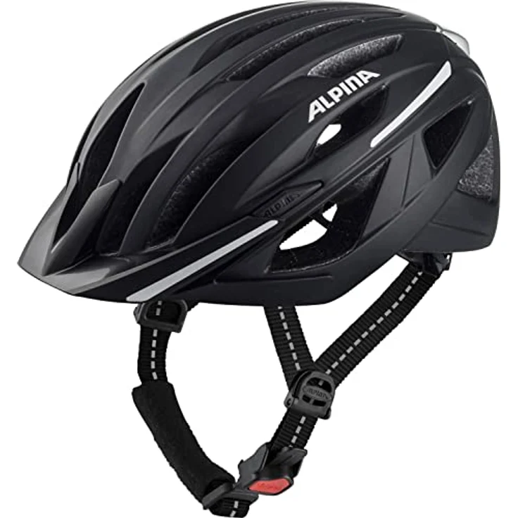ALPINA HAGA, Stoßabsorbierender Urban Fahrradhelm mit integriertem LED-Licht, schwarz matt, Größe M (51-56 cm) – Bild 2