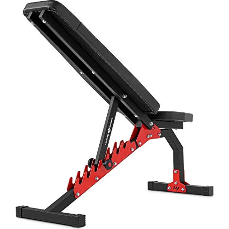 Marbo Sport Verstellbare Trainingsbank MH-L114 2.0, Hantelbank Schwarz, belastbar bis 200 kg, 9 Rückenlehnenwinkel, reißfeste Polsterung – Bild 4