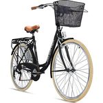 Bergsteiger Paris 28 Zoll Damenfahrrad, Retro-Design, ab 160 cm, Korb, Fahrrad-Licht, 6 Gang-Schaltung, Damen-Citybike - Preisvergleich