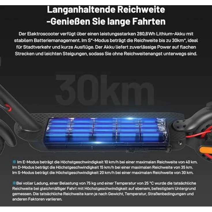 EVERCROSS EV85F E-Scooter mit Straßenzulassung (ABE), 400W Motor, 7,8AH Batterie, Faltbar, Duales Bremssystem, App-Steuerung, 15kg, max. 120kg Belastung – Bild 3