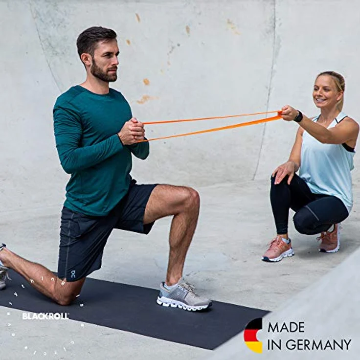 BLACKROLL® SUPER Band FITNESSBAND Set (3er), Gymnastikbänder in 3 Stärken: leicht (orange), mittel (grün), stark (blau), Made in Germany – Bild 2