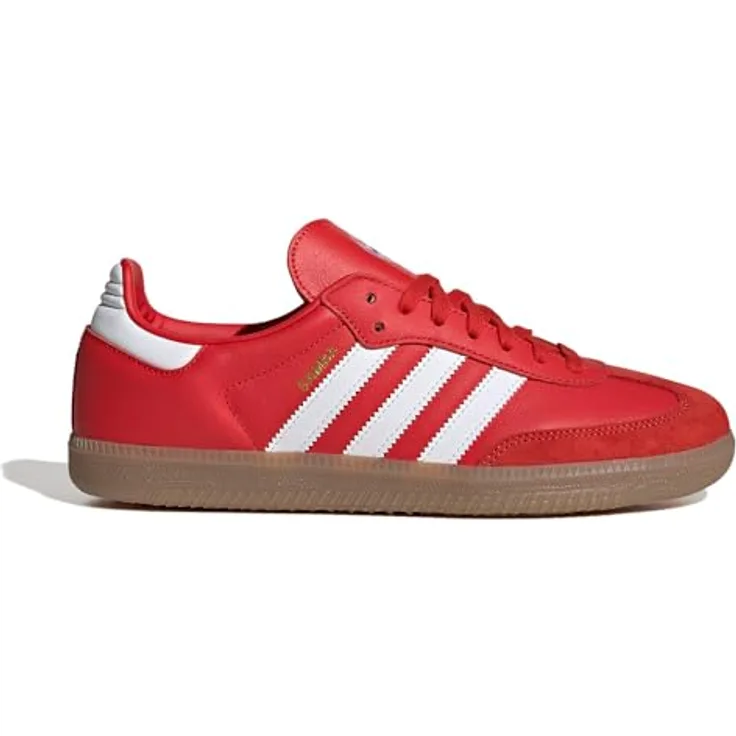adidas Samba FC Bayern, Laufschuhe aus Leder mit Vereinslogo in Rot und Weiß, EU 46