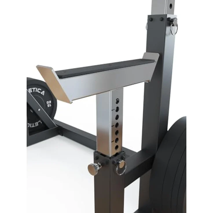 Atletica Dome | Höhenverstellbare Squat- und Hantelbank Basis | Chrome Uprights und Safety Spotter Arme | Tiefe J-Hooks | Vielseitig einsetzbar für Squats, Bankdrücken, Military Press, Thrusters – Bild 4