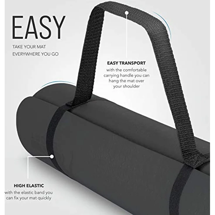 RE:SPORT Yogamatte Phthalatfrei - Gymnastikmatte rutschfest, Fitnessmatte schadstofffrei, Trainingsmatte mit Tragegurt 183 x 61 x 0,6 cm – Bild 3