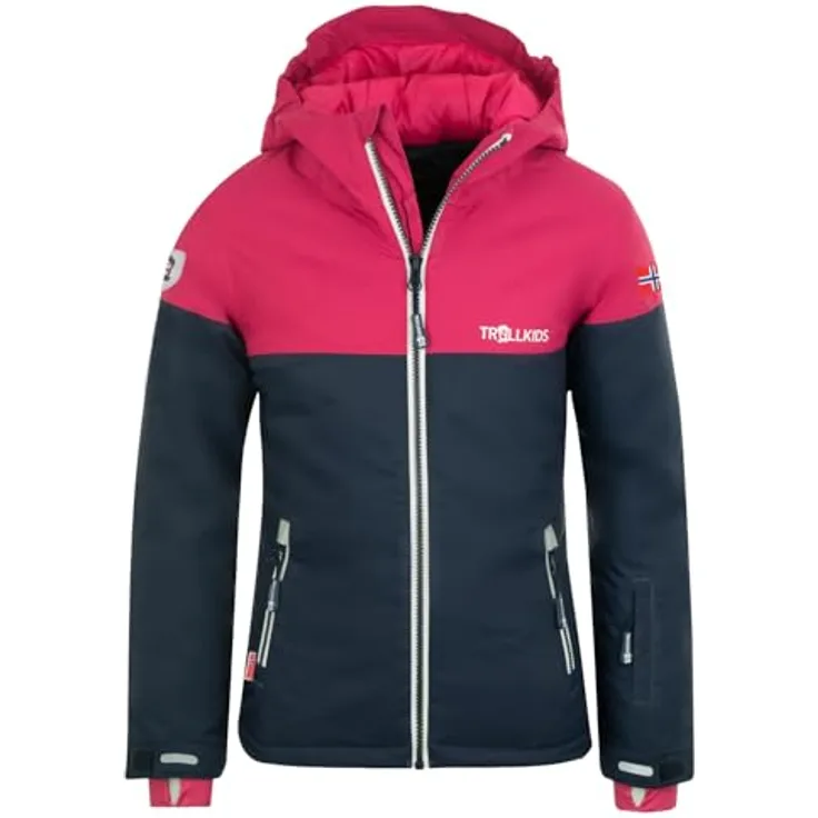 Trollkids GIRLS HALLINGDAL JACKET, wasserdichte und atmungsaktive Mädchen Winterjacke in Marine, Größe 110