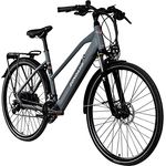 ZÜNDAPP Ebike Damen 28 Zoll Trekkingfahrrad | E Bike 24 Gänge 155-170 cm Elektro Fahrrad | E-Bike Elektrofahrrad mit hydraulischen Scheibenbremsen | Z810 (grau, 50 cm)