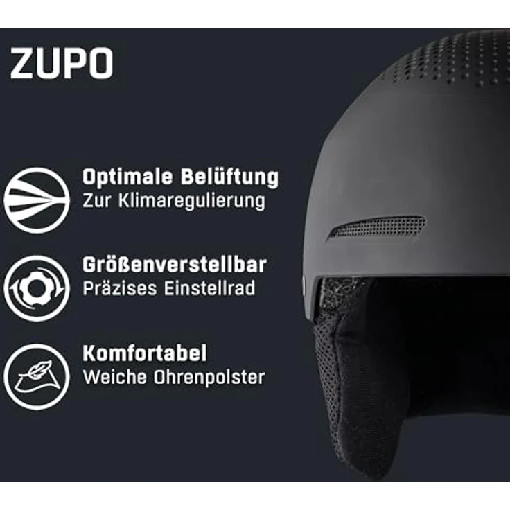 Alpina Kids Zupo Black Matt, Größe 48 - 52 cm - Ski- & Snowboardhelm, Farbe Schwarz – Bild 3