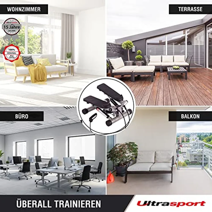 Ultrasport Swing Stepper, inklusive Trainingsbändern, Heimtrainer Stepper mit verstellbarem Widerstand und kabellosem Trainingscomputer, Up-Down-Stepper für Einsteiger und Trainierte, klein & kompakt – Bild 3
