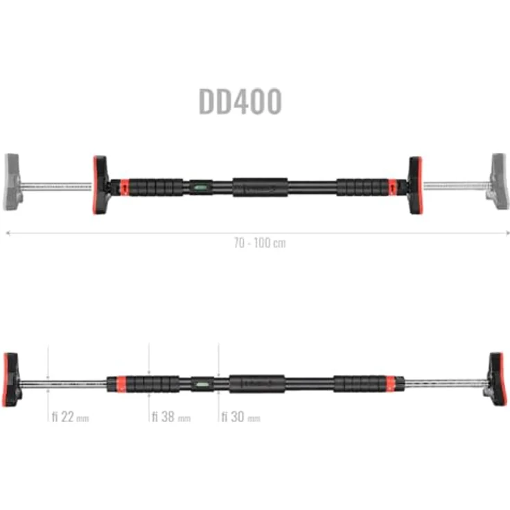 HMS DD400 Türreck Trainingsstange, Klimmzugstange 70-100 cm mit einfacher Montage ohne Bohren, rostfreies Edelstahl – Bild 5