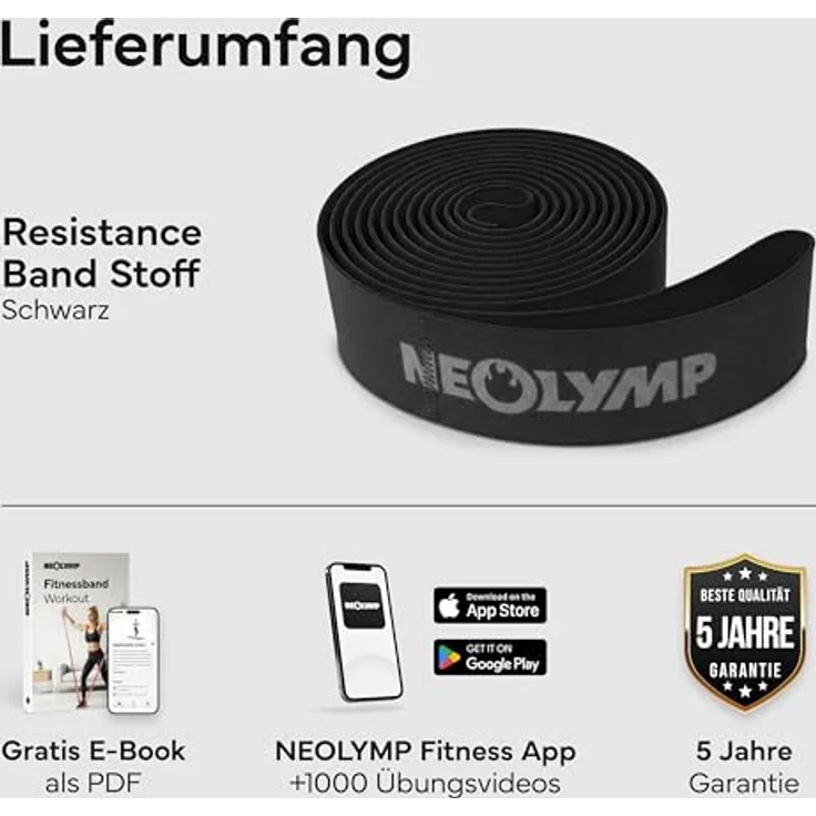 NEOLYMP Fitnessband mit Schlaufen, Widerstandsbänder für Krafttraining, waschbar und hautfreundlich, Level System, sehr stark – Bild 2