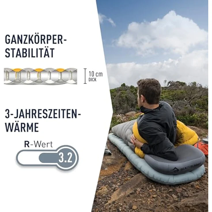 Sea to Summit Ether Light XT Extreme Insulated Air Isomatte Small, für Frauen, R-Wert 6.3, Thermolite-Isolierung, Pillow Lock-System, 4 Jahreszeiten, grau, 470g – Bild 3