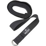 MATCHU Yoga Gurt, 100% Baumwolle, verstellbar mit Schiebeschnalle aus Metall, Schwarz, 1,80m x 3,5cm, für Yoga, Pilates und Physiotherapie