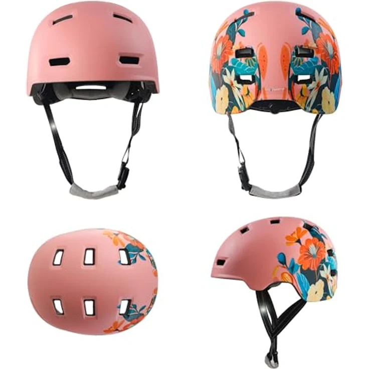 Crazy Safety Rampage Flower, Velohelm für Kinder, 54 - 57 cm, leicht, robust, mit Belüftungssystem, verstellbarem Kinnriemen und farbenfrohem Design – Bild 2