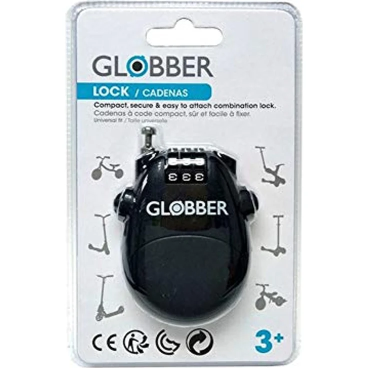 Globber Kabelschloss, kompaktes Sicherheitskabelschloss mit Zahlenkombination, schwarz, einheitsgröße – Bild 4