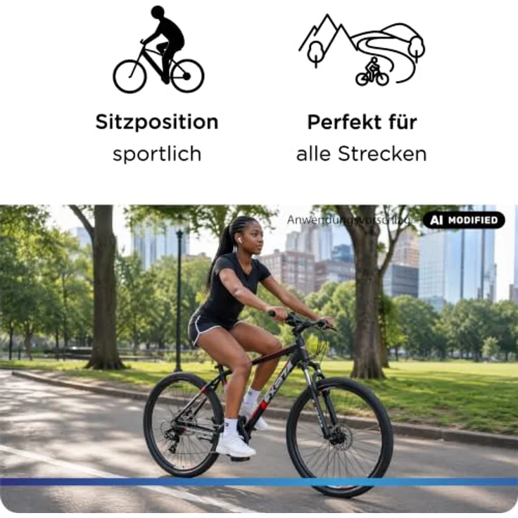 Zündapp FX27 Mountainbike 27,5 Zoll Hardtail, unisex, 21 Gänge, Grau/Grün, 48 cm Alu-Rahmen – Bild 6
