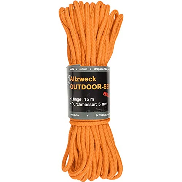 normani Polypropylen-Seil, belastbar bis 250 kg, 5mm/60m, orange, abriebfest und wasserabweisend – Bild 1