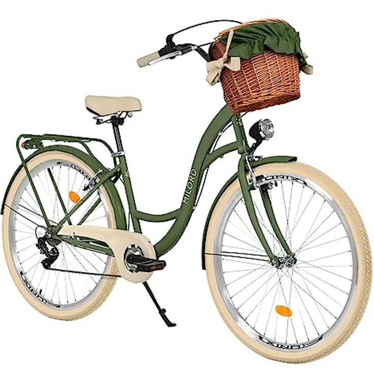 Milordbikes City-Fahrrad, Grün, 46 cm, Metallrahmen mit 700C x 35 mm Reifen, inkl. Träger und vormontierter Lieferung